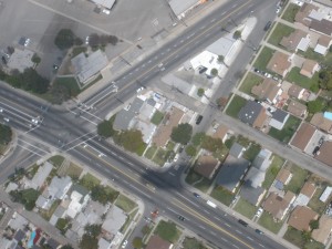 Passing over a town near Long Beach